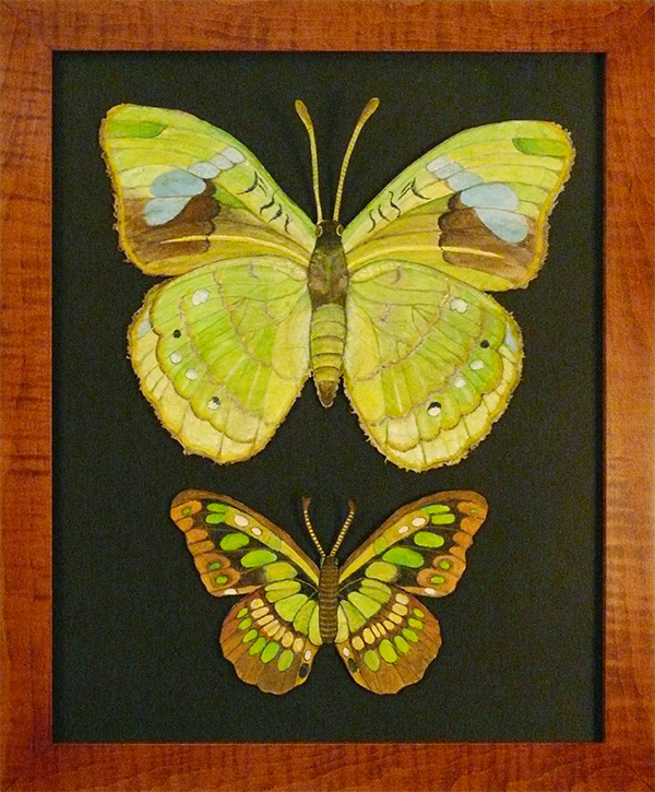 Large Green with Green and Brown Butterflies
